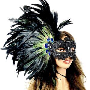 Women Costume Venetian mask Feather Masquerade Party Masks